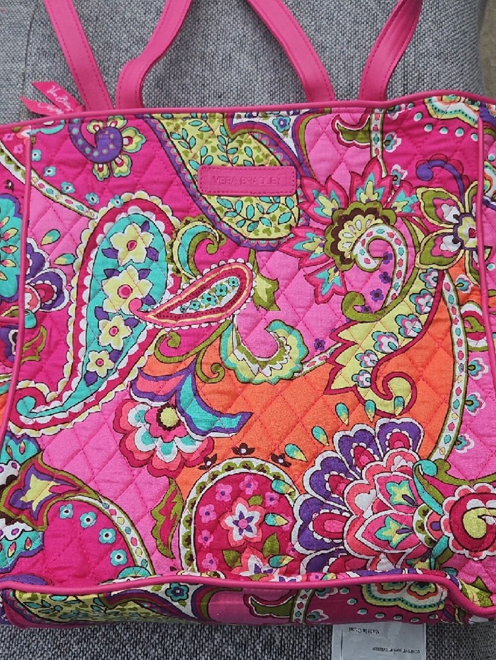 Vera Bradley Hot Pink Quilted Paisley Tote ..Pink Swirls - Picture 2 of 4